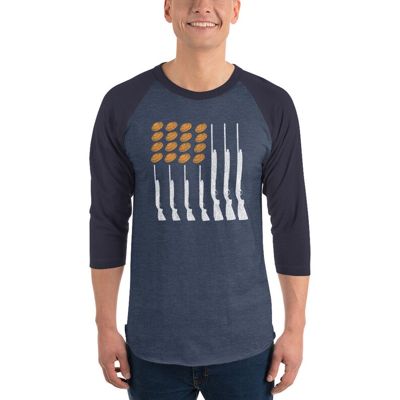 Trap Shooting, Flag, Raglan Sleeve, T-Shirt, Shooting Sports, Sporting Clays, Shotguns, Clay Pigeons, Skeet shooting, US Flag image 2