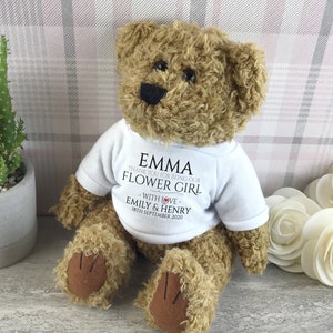 flower girl teddy bear gift personalised