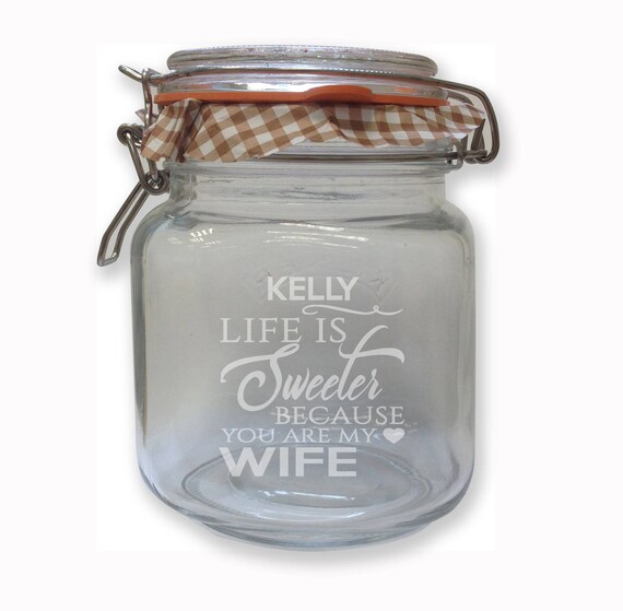 engraved wife sweet candy jar kilner 1 litre clip top glass etsy