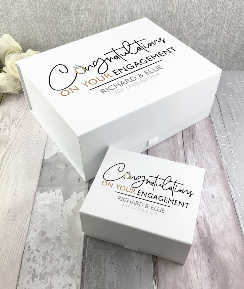 Gepersonaliseerde betrokkenheid Gefeliciteerd geschenkdoos image 0 - verlovingscadeautjes
