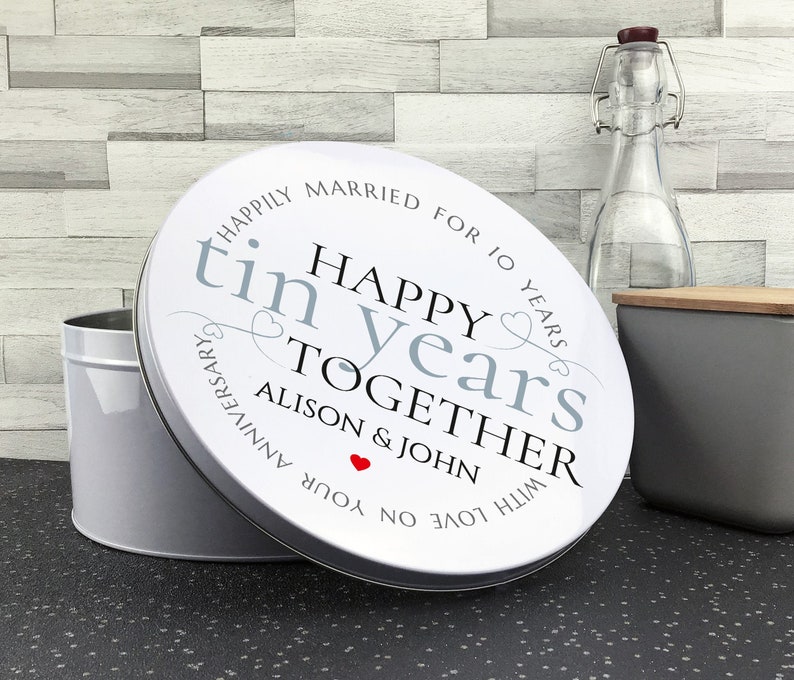 Personalised tin anniversary gift idea 10 years wedding Etsy