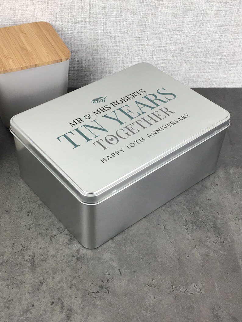 Personalised ANNIVERSARY Cake Biscuit Tin Tenth Wedding Etsy UK