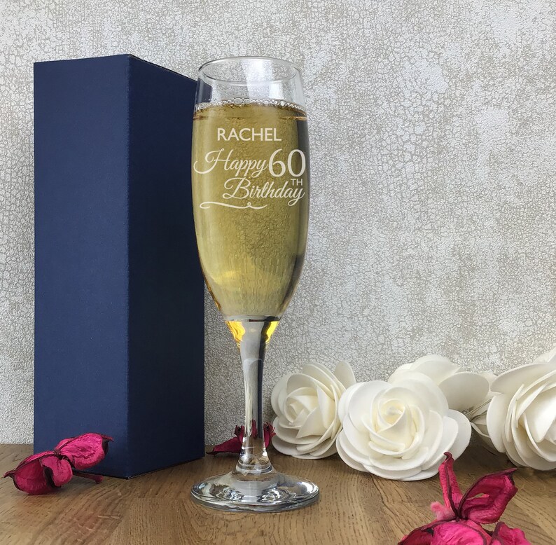Engraved 60th Birthday Champagne Glass Flute Personalised Etsy UK