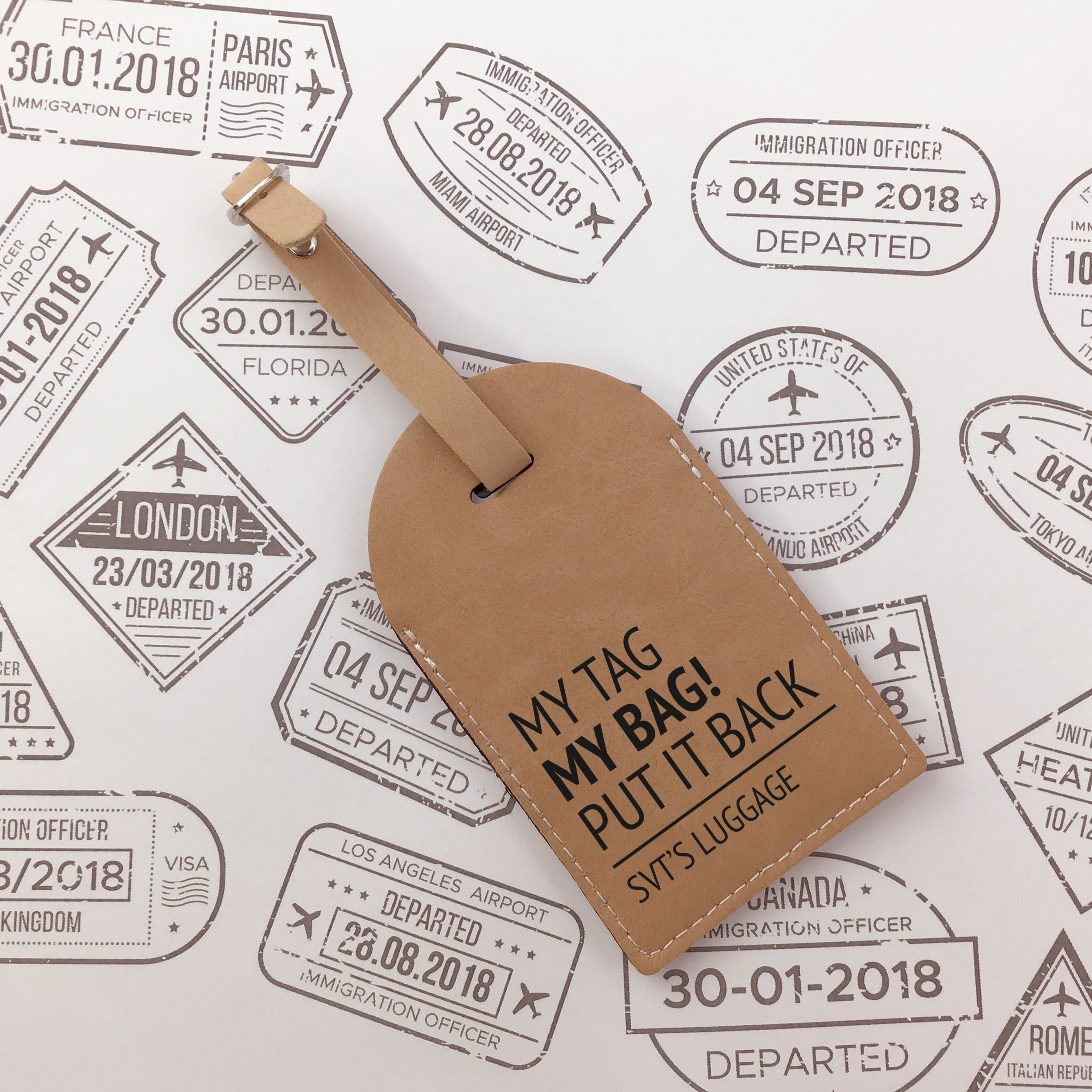 Vegan Leather Pu Luggage Tag 
