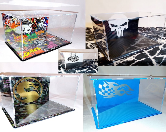 Perspex Display Case - Dustproof Cases - Display Cube - 3D Carbon Vinyl Wraped