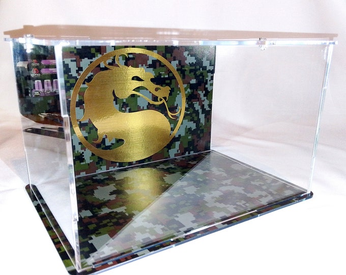 Perspex Display Case - Dustproof Cases - Display Cube - 3D Carbon Vinyl Wraped - Mortal Kombat
