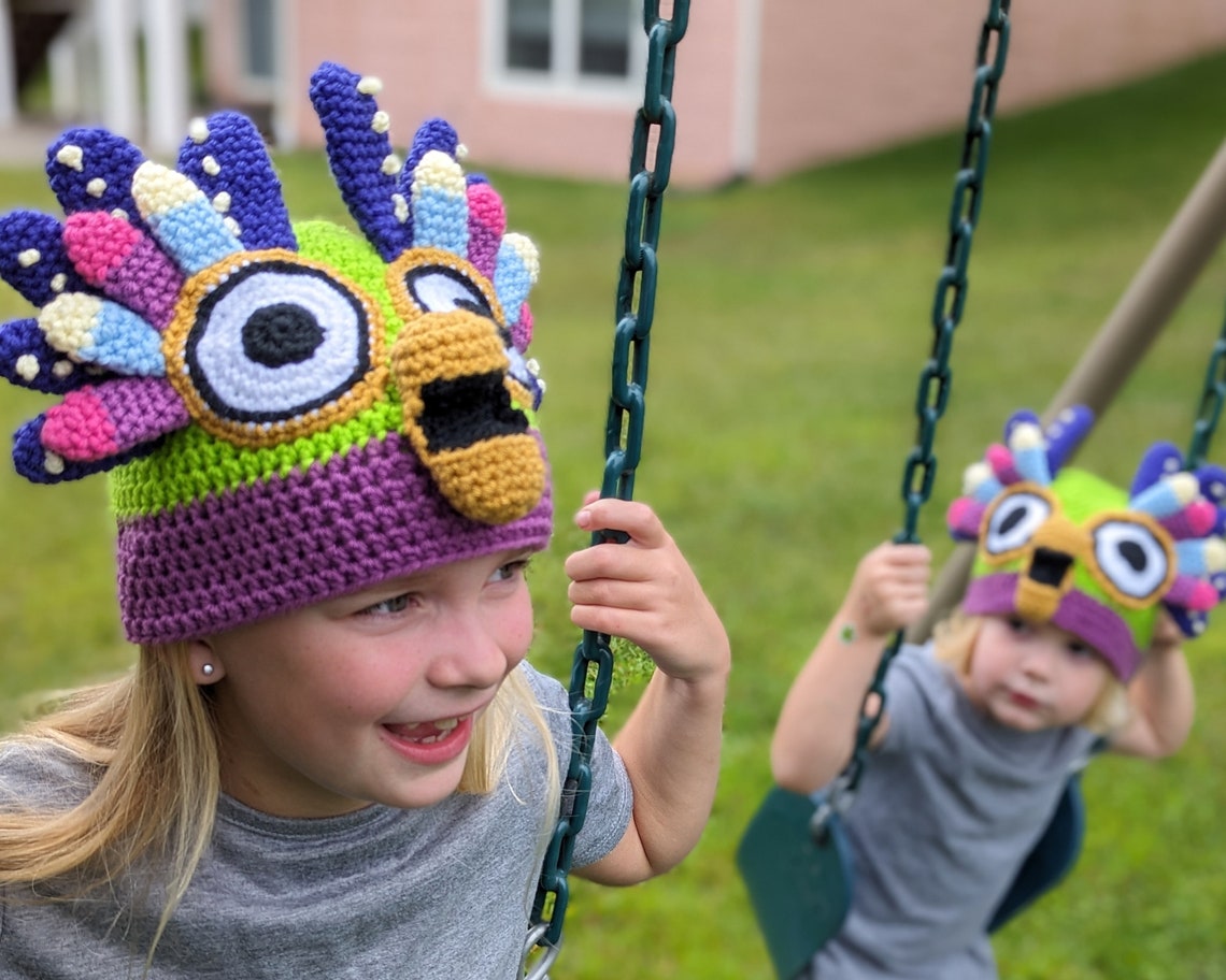 Bluey Inspired Chattermax, Crochet Hat, Handmade Gift, Halloween