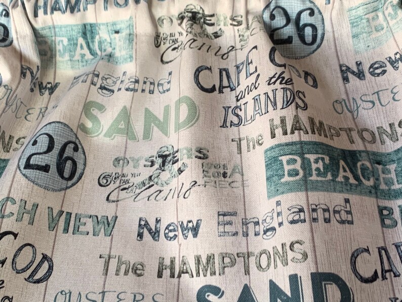 Cape Cod Flag Valance Beach Cottage Valance With Words Hampton, Cape Cod in Blues and Grays ...