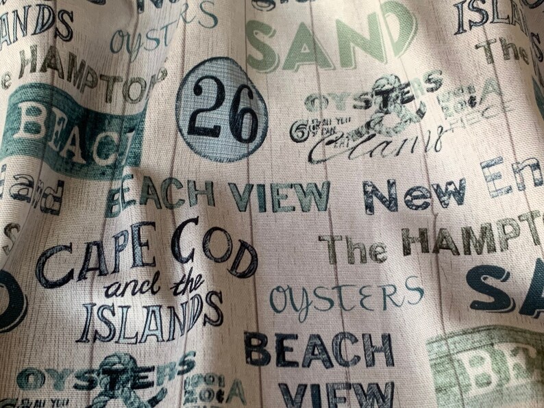Cape Cod Flag Valance Beach Cottage Valance With Words Hampton, Cape Cod in Blues and Grays ...
