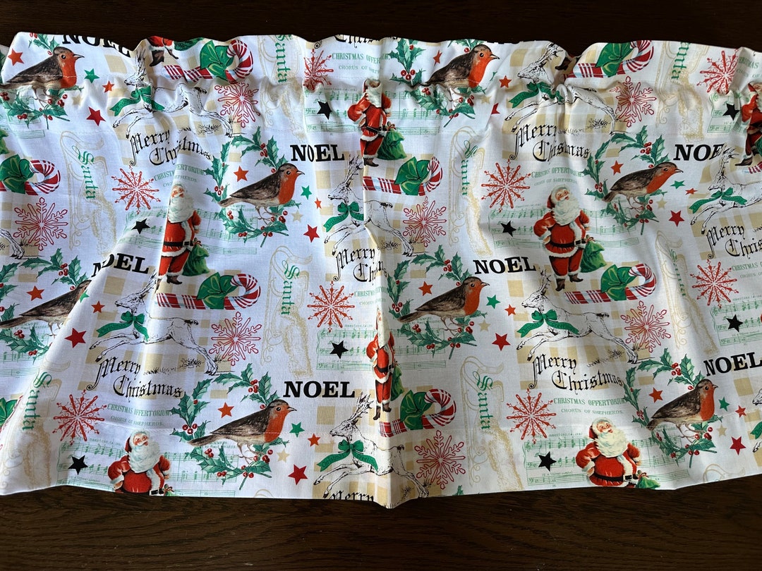 Christmas Valance With a Vintage Look. Santa Deer Cardinals - Etsy
