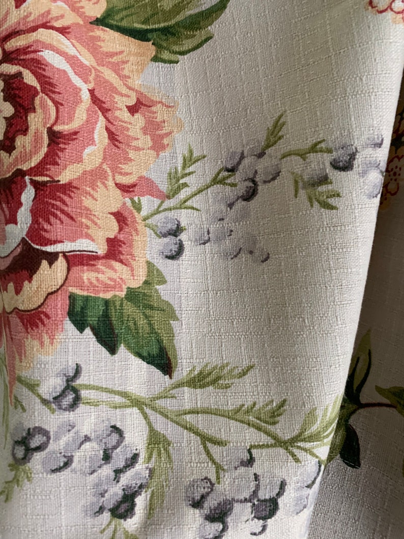 English Country Cottage Floral Valance In Gray Cream Peach