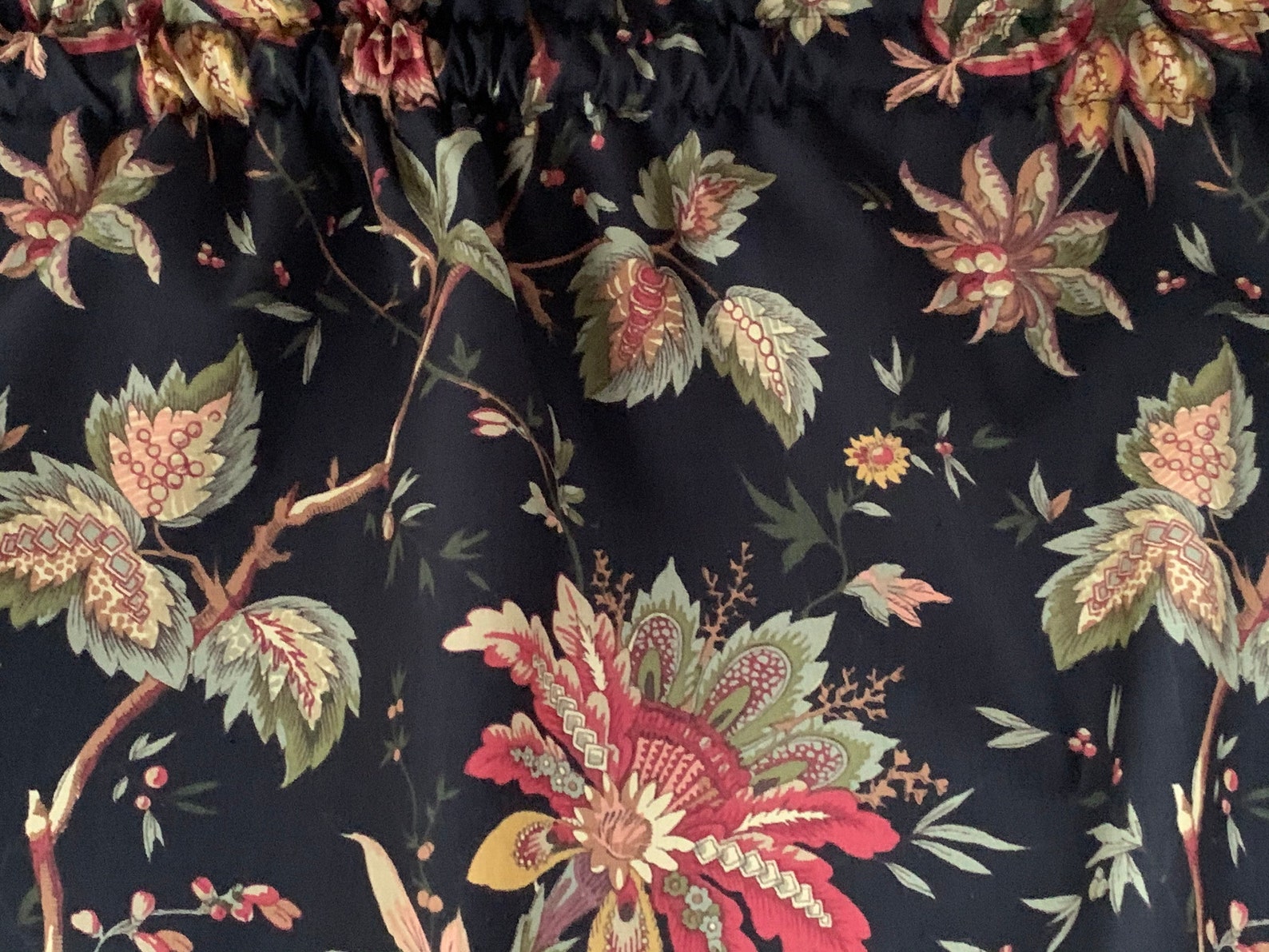 Waverly Jacobean Botanical Floral Black Valance Called Etsy