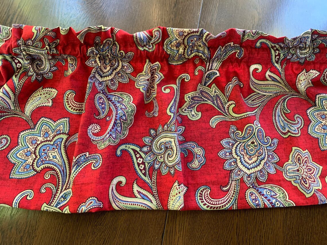 Waverly Red Paisley Valance with Blue Purple Greens Black. Etsy