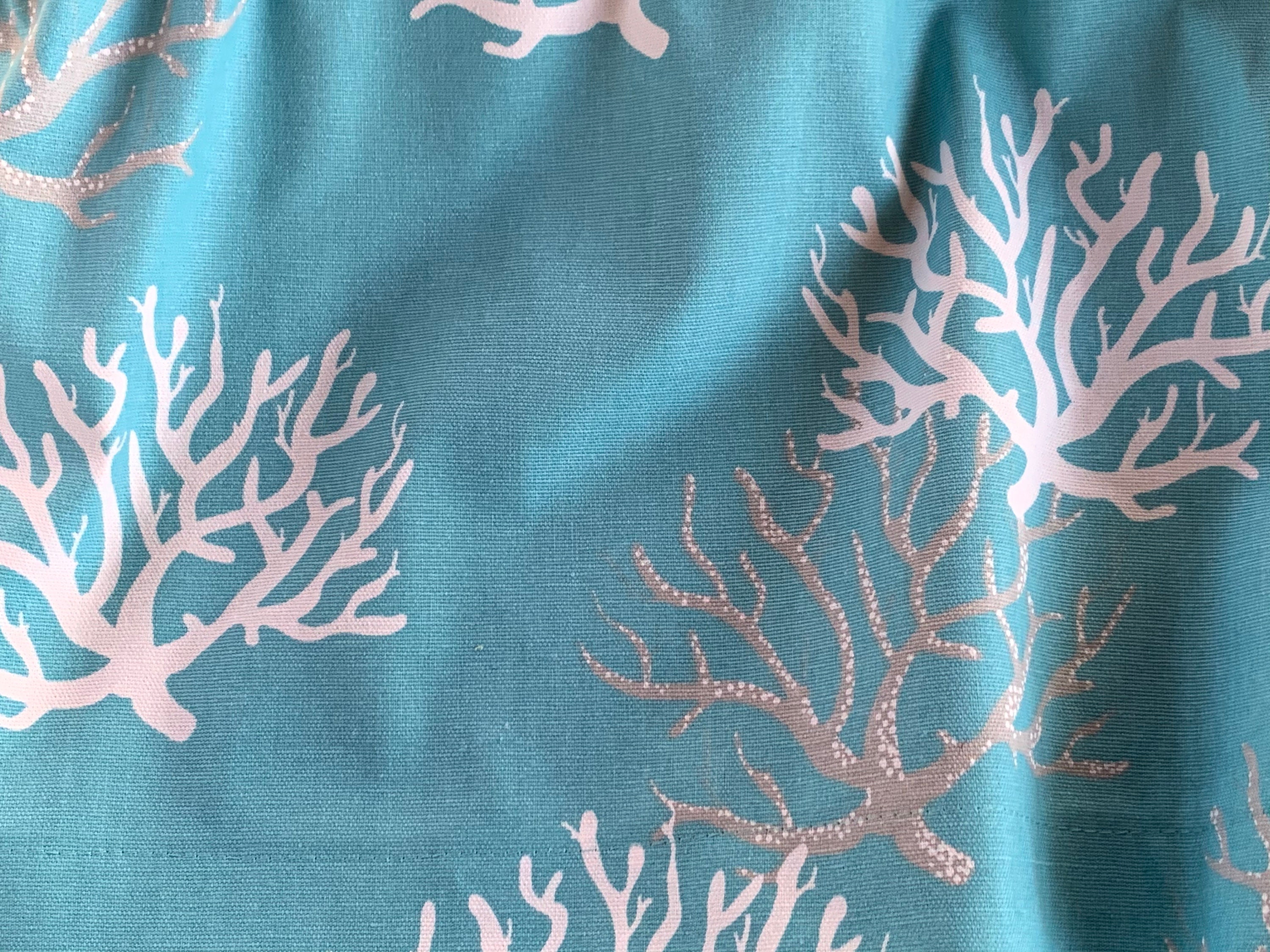 Nautical Coastal Beach Valance in a Beautiful Aqua Blue With Gray and ...