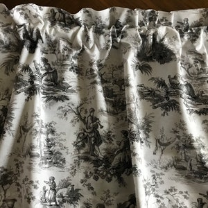 Waverly Gray and White Toile Valance. New