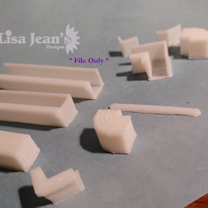 STL FILE - Dollhouse Gutters - Full system -  1/12 scale - 3d Printer File Only