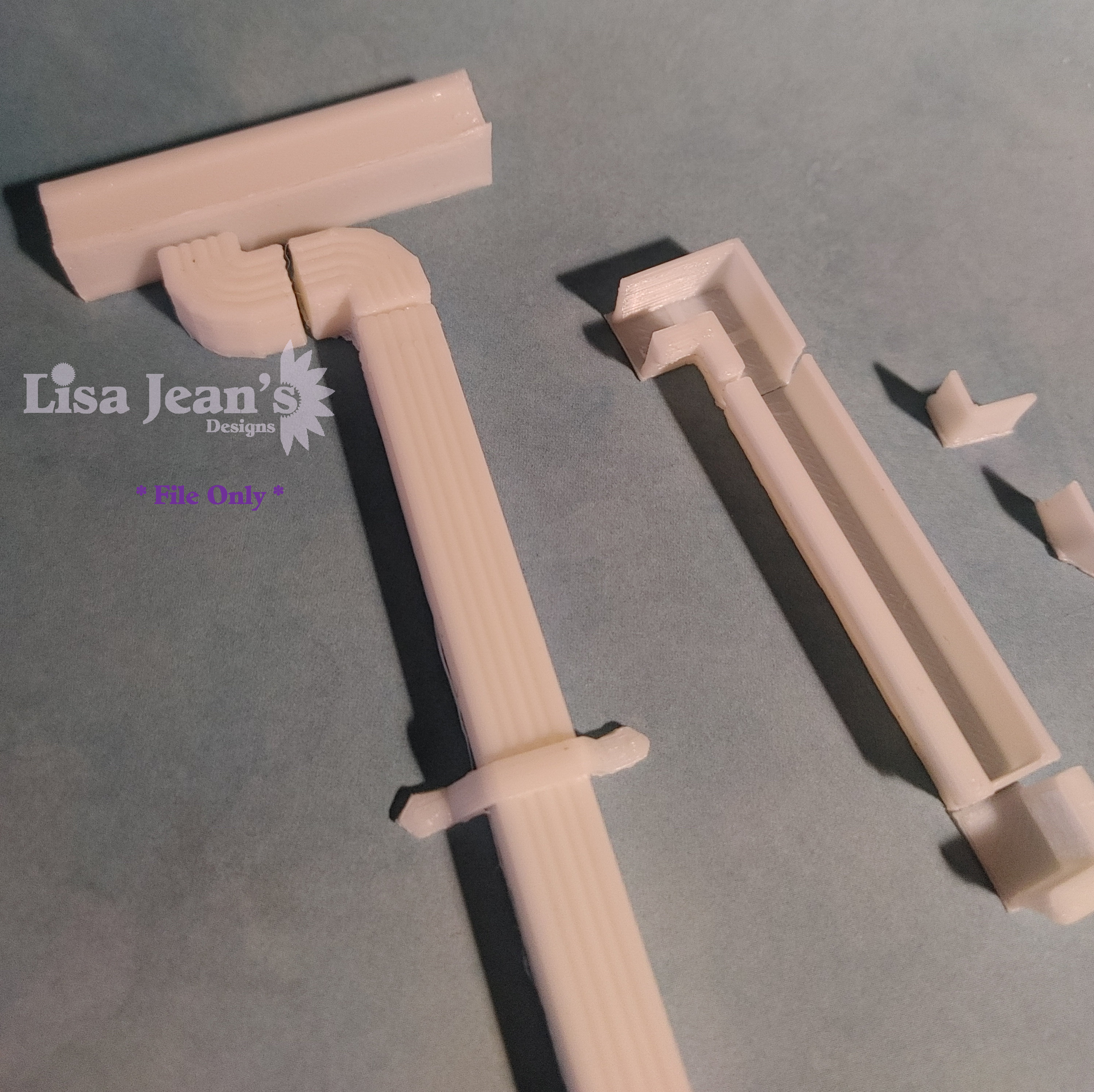 STL FILE Dollhouse Gutters Full System 1/12 Scale 3d Printer File Only