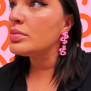 Neon Pink Lava Earrings