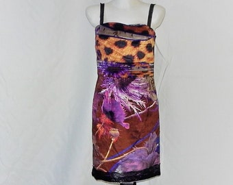 ROBERTO CAVALLI  Class Vintage 90s Rare Exclusive Women's Floral pattern design Dress , Label Size: It 44, Us 10, Uk 12. Multicolour