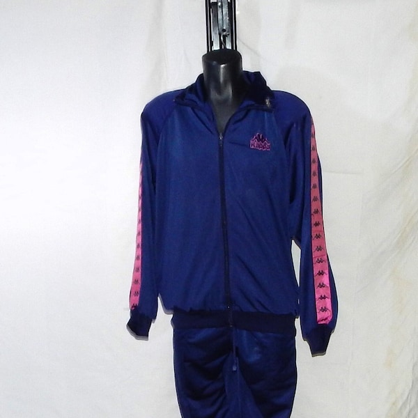 KAPPA Vintage 90s to 2000s Adults' sports football tennis Tracksuit 2Pcs Jacket and Pants. Label Size: L, Blue, Pink