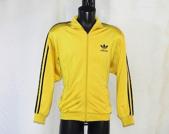 Veste de survêtement Adidas vintage des années 90 Trefoil pour adulte, étiquette taille D3, It 3, UK34/36, USA-S, jaune, bleu