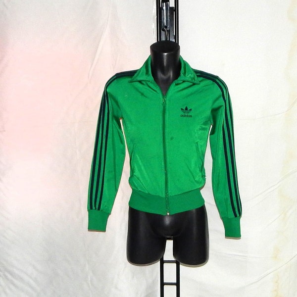 Adidas Vintage 80s style Trefoil Adults' Football Training Tracksuit Top Jacket. Label Size M. Green, Blue