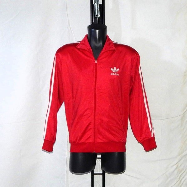 Adidas Vintage 90s Trefoil Adult's Tracksuit Top Jacket, Label Size D2, UK32/34, USA-XS, Red/white