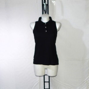 FILA Vintage 90s Made in Italy Women&#39;s Tennis Short Sleeves Cotton sleeveless Polo. Label Size It 44, D 38, Us 8, Black