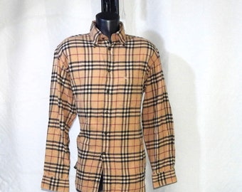 Vintage Burberry Brit Nova Check Men s Button Down Shirt Etsy