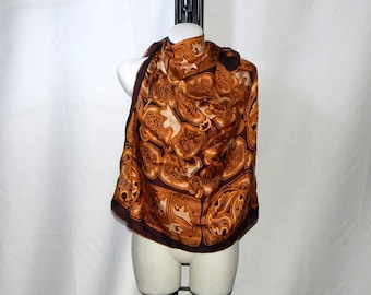 Vintage 80s Made in Italy 100% pure Silk Floral pattern Design Printed Large Square Scarf 74x76 cm.(29"x 29.5")