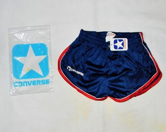 CONVERSE Vintage 90s Rare New With Tags Made in Italy Adults' Running Training Short Shorts. Label Size: S. Blue/red