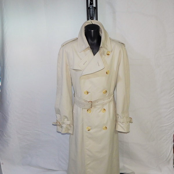 Burberrys' Vintage 80er Jahre Exzellenter Herren Classic Nova Karo doppelreihig Trenchcoat. Anhänger Größe 54 reg. Beige