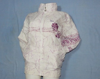 FILA Vintage 80s/90s Women's Tennis Training Sport Trainingspak Jas Maat L, IT-50 , Verenigd Koninkrijk-14/16, VS 14. Wit/Paars