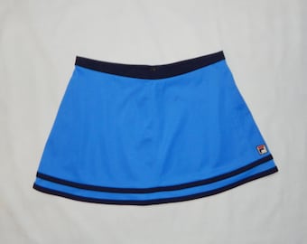FILA Vintage 80s Rare Amazing New Tennis Skirt . Size IT48, UK14, USA12. Light Blue /Blue