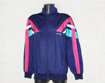 Adidas Vintage 90s Rare Adults' Football Training Tracksuit Top Jacket , Size D8, UK44/46, USA-XL. Multicoloured