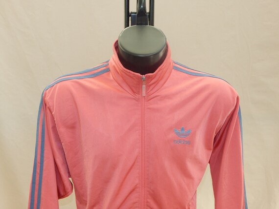 ADIDAS Vintage 80s Adults' Sport Football Tracksuit Top Jacekt . Label Size D 3, GB 34/36 , US S. Pink/ Blue View 3