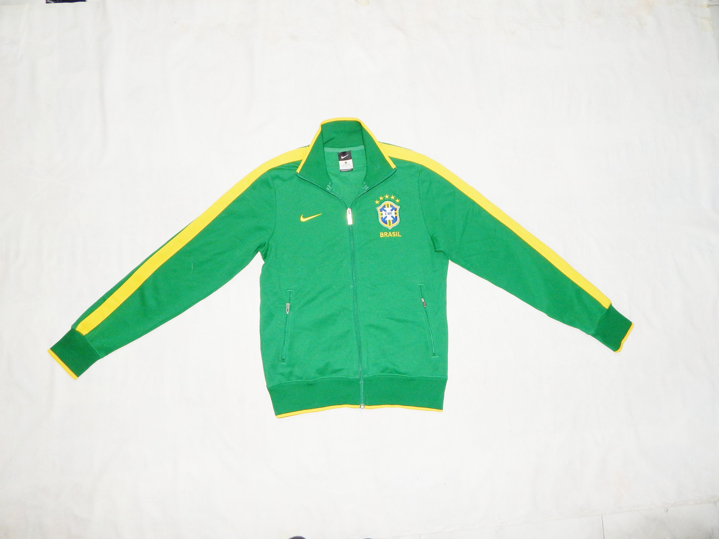 Nike Brasil Vintage Official Adult's Football Team Tracksuit Top Jacket ,  Size S, Green/Yellow