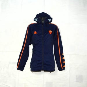 Kappa As Roma Vintage 90s to 2000s Made in Italy Official Football soccer training Team hooded wind Jacket, Size L,