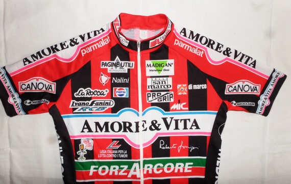 Amore & Vita Milano - équipe Fanini, Milano Vita - Sanremo 1996s Rare Vintage à manches courtes vélo Jersey,Sz.4 - L, par Jean 63c21f Amore & Vita Milano - équipe Fanini, Milano Vita - Sanremo 1996s Rare Vintage à manches courtes vélo Jersey,Sz.4 - L, par Jean 63c21f