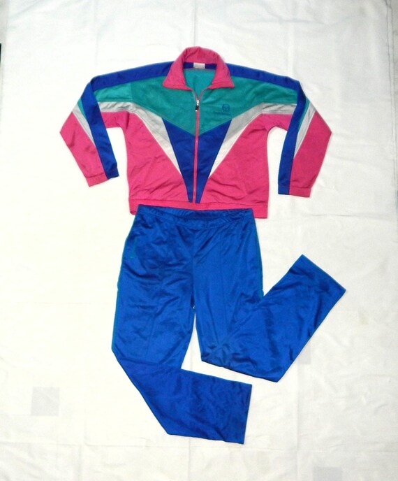 Sergio Tacchini VTG 80s Rare Adults Orion Training Tracksuit Top Jacket 2 Pcs. Size US36 UK34 Blue Pink Green Etsy Ireland