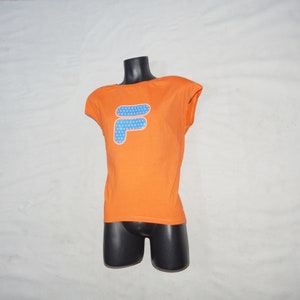 FILA Vintage 90s/2000s Adults&#39; Amazing Cotton Sleeveless Crew Neck T-Shirt. Label Size: L. Orange