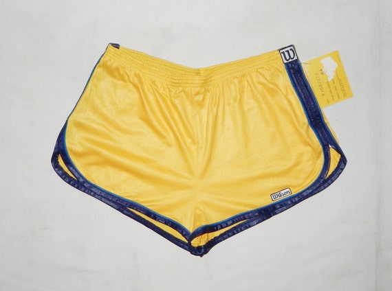 WILSON Vintage 90s Rare New With Tags Running Tennis Short Shorts. Label Size 44. Yellow blue Etsy Canada
