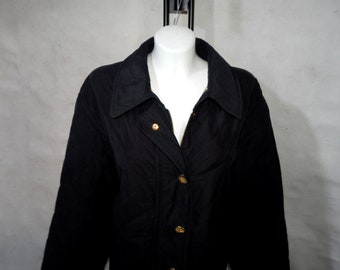 Burberry Vintage Women's Quilted Jacket With Nova Check Lining. Size L, Black