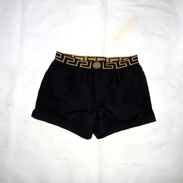 Versace vintage 2000s Made in Italy Jeans Stunning Excellent Men's Cotton Short Shorts,Size 4. Black