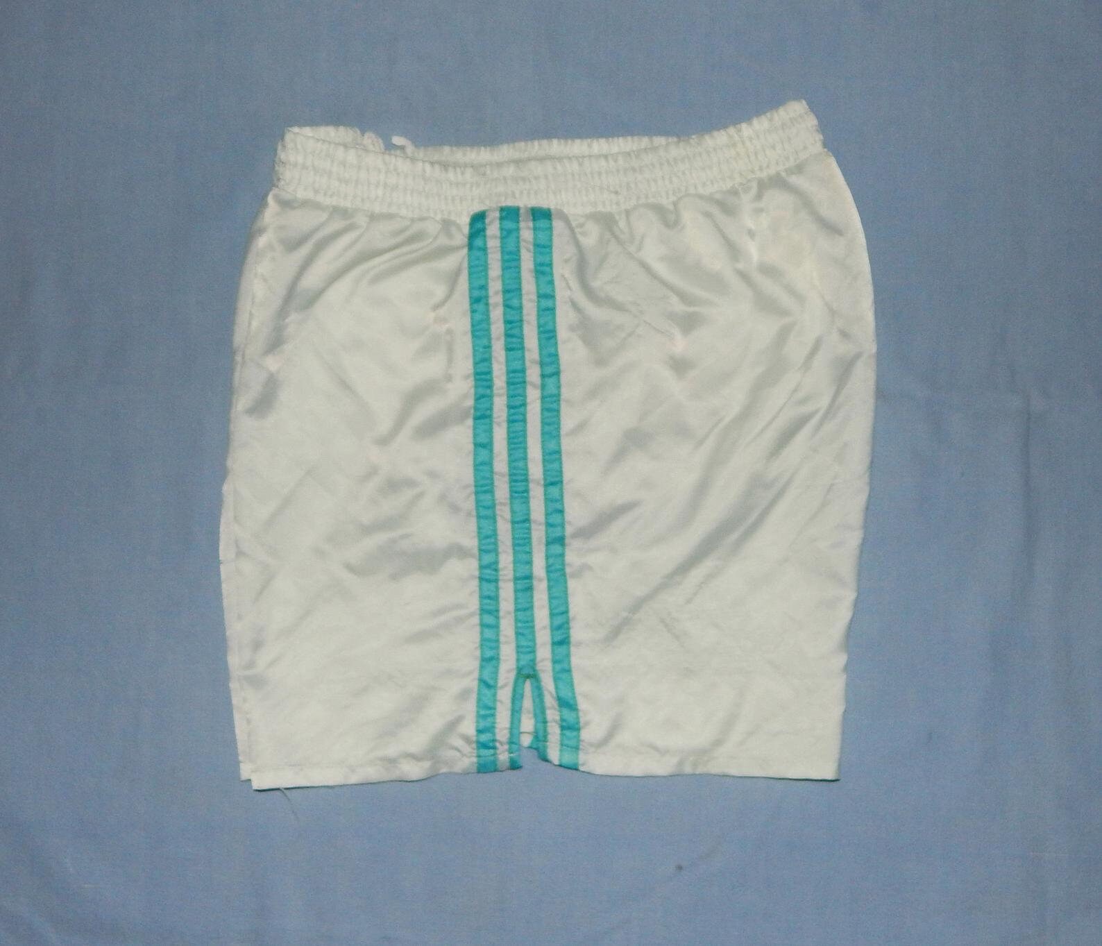 Image of Adidas Trefoils Rare Vintage Men's Running/Football Shorts Retro 90S, Sz Gb 34", , D6, It 6. White Green
