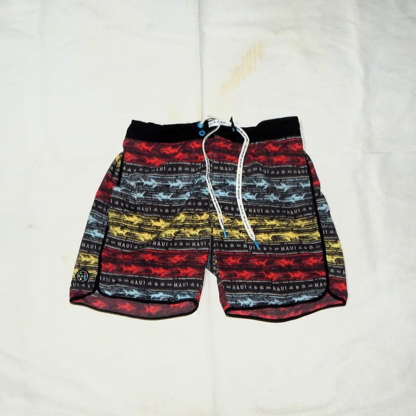 Short de plage rare pour adultes MAUI And Sons vintage des années 2000. Taille de l'étiquette : XXL it, multicolore