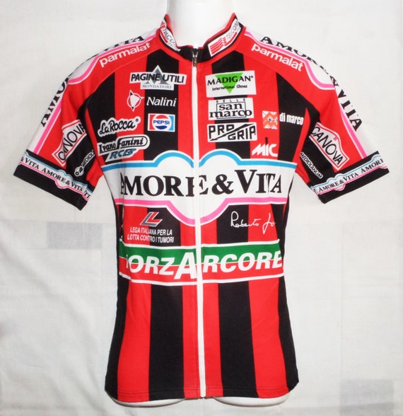 Amore & Vita Milano - équipe Fanini, Milano Vita - Sanremo 1996s Rare Vintage à manches courtes vélo Jersey,Sz.4 - L, par Jean 63c21f Amore & Vita Milano - équipe Fanini, Milano Vita - Sanremo 1996s Rare Vintage à manches courtes vélo Jersey,Sz.4 - L, par Jean 63c21f