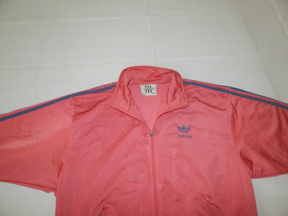 ADIDAS Vintage 80s Adults' Sport Football Tracksuit Top Jacekt . Label Size D 3, GB 34/36 , US S. Pink/ Blue View 6