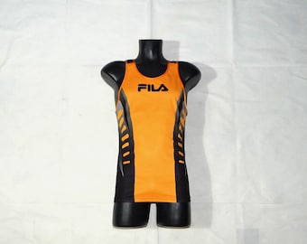 FILA Vintage 90s Made in Italy Rare Amazing Men's Running Training Sport Vest. Label Size M. Yellow/black/grey