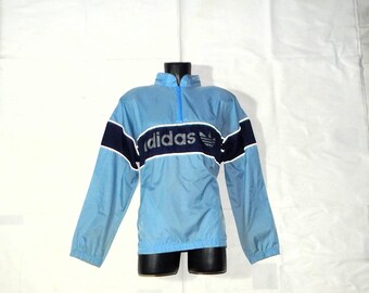 adidas 青 ウィンドブレーカー（90年代） 90s アディダスadidas ナイロンジャケット XL相当 ハーフジップ